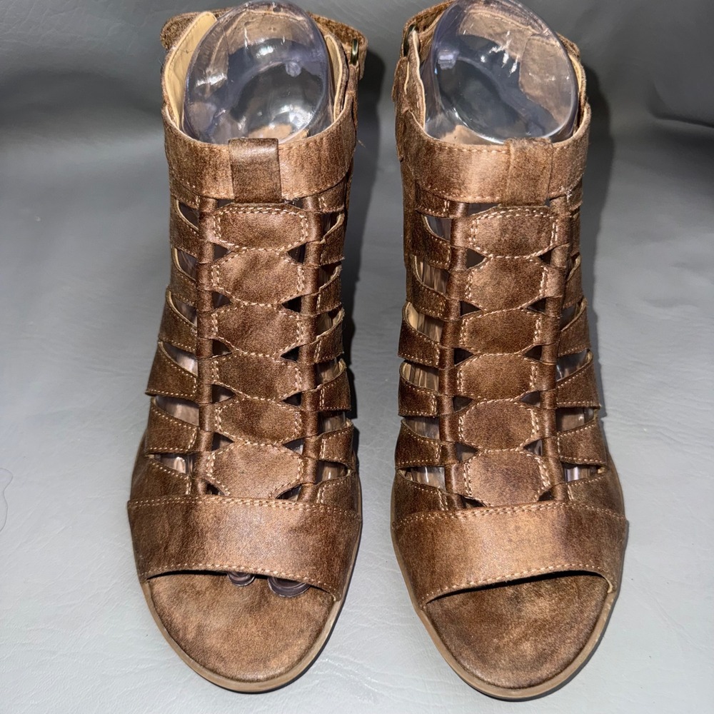 Naturalizer Talan‎ Brown Caged Shooties Heeled Sandals Open Toe Womens 8M